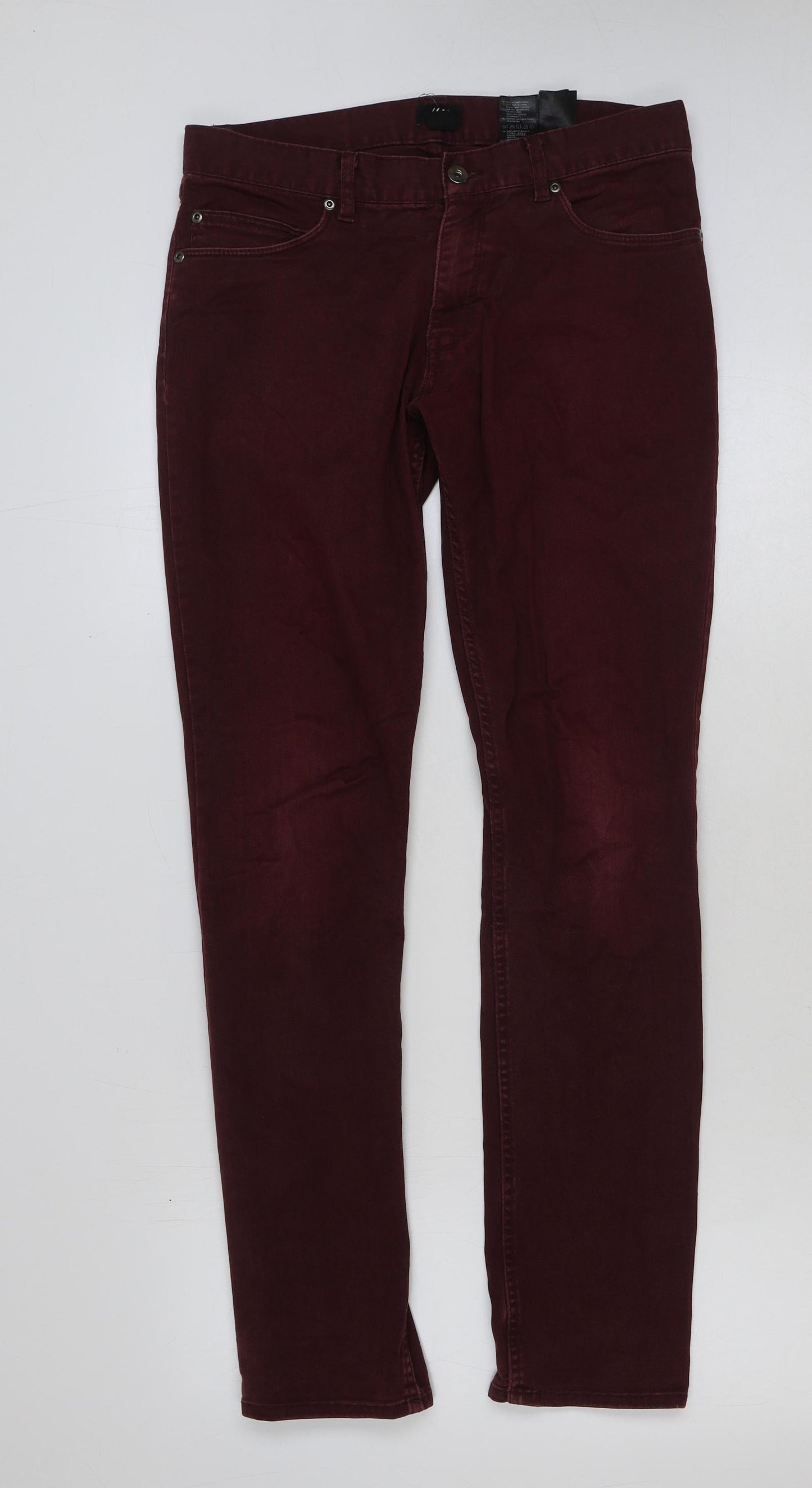 H&M Womens Red Cotton Straight Jeans Size 32 in L32 in Regular Button