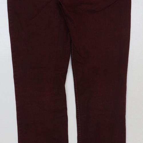 H&M Womens Red Cotton Straight Jeans Size 32 in L32 in Regular Button