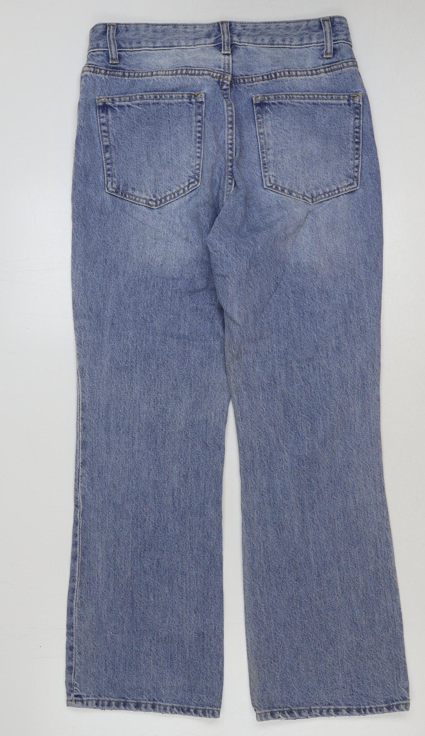 H&M Womens Blue Cotton Mom Jeans Size 12 L28 in Regular Button