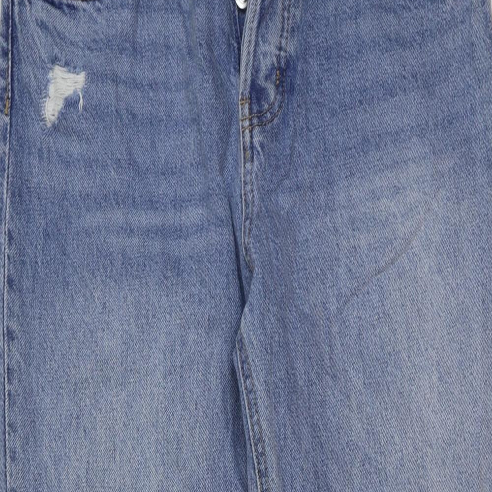 H&M Womens Blue Cotton Mom Jeans Size 12 L28 in Regular Button