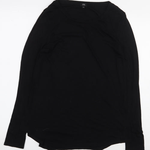 River Island Womens Black Viscose Basic T-Shirt Size 10 Boat Neck