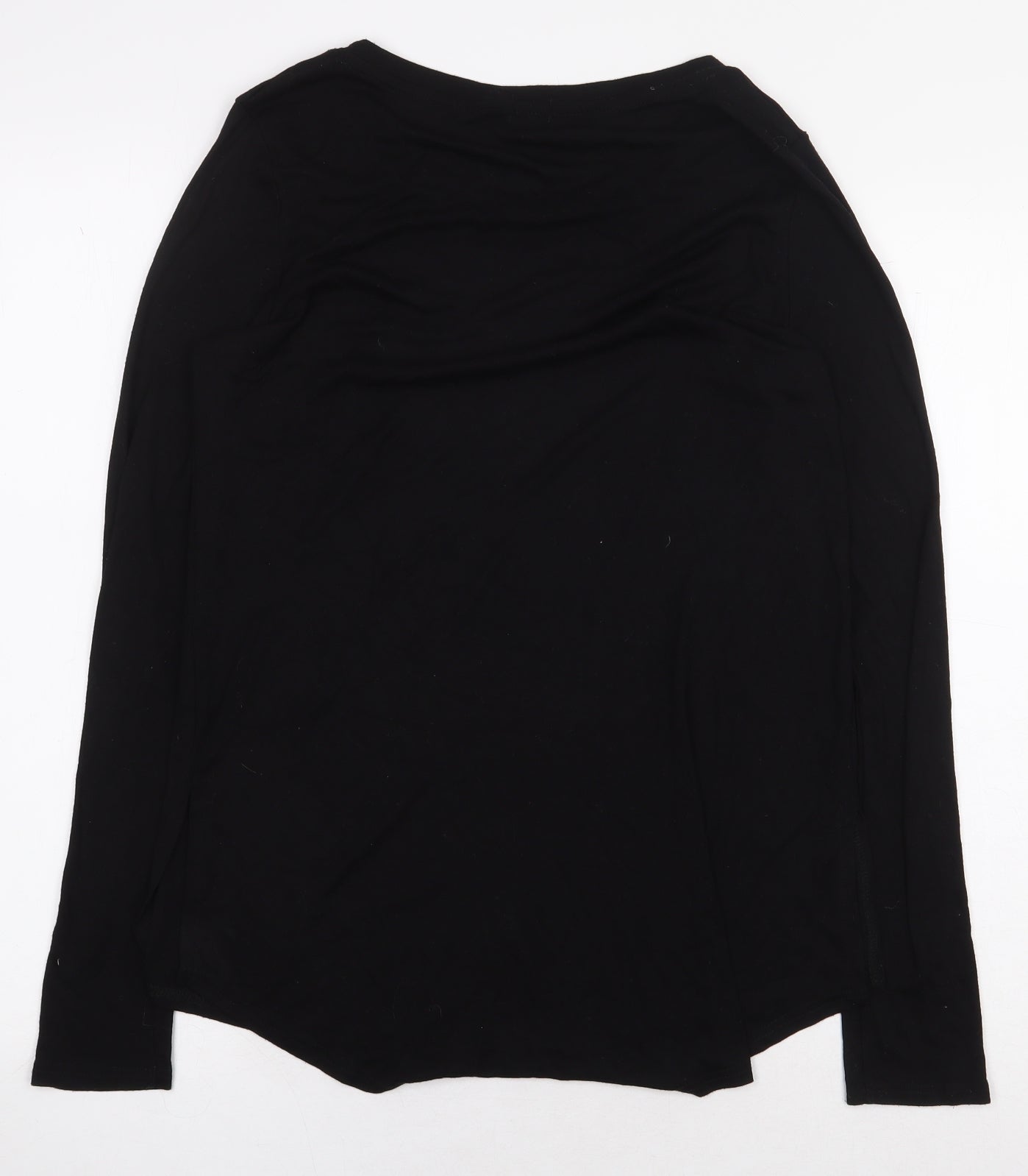 River Island Womens Black Viscose Basic T-Shirt Size 10 Boat Neck