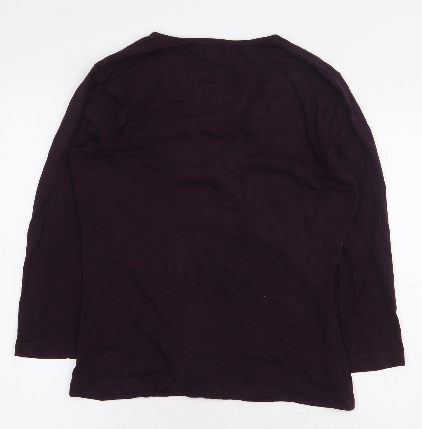 Preworn Womens Purple Viscose Basic T-Shirt Size 10 V-Neck - Size 10-12. Wrap/cross-over front