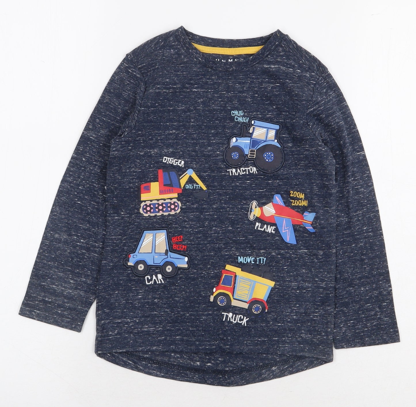 Nutmeg Boys Blue Cotton Basic T-Shirt Size 3-4 Years Round Neck Pullover - Vechiles