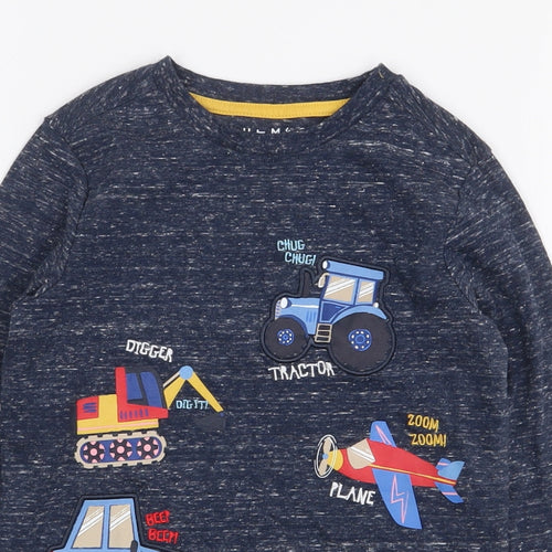 Nutmeg Boys Blue Cotton Basic T-Shirt Size 3-4 Years Round Neck Pullover - Vechiles