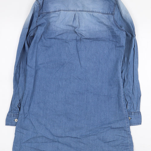 Page One Girls Blue 100% Cotton A-Line Size 11 Years Collared Button - Size 10-12
