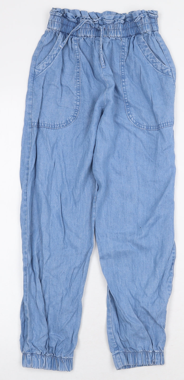 Zara Girls Blue Lyocell Straight Jeans Size 11-12 Years Regular Tie
