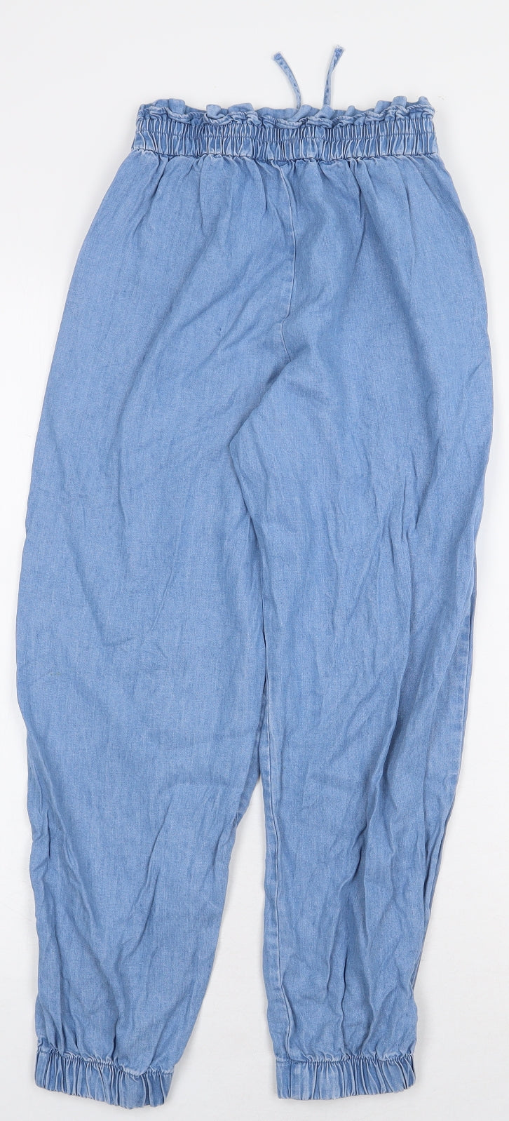 Zara Girls Blue Lyocell Straight Jeans Size 11-12 Years Regular Tie