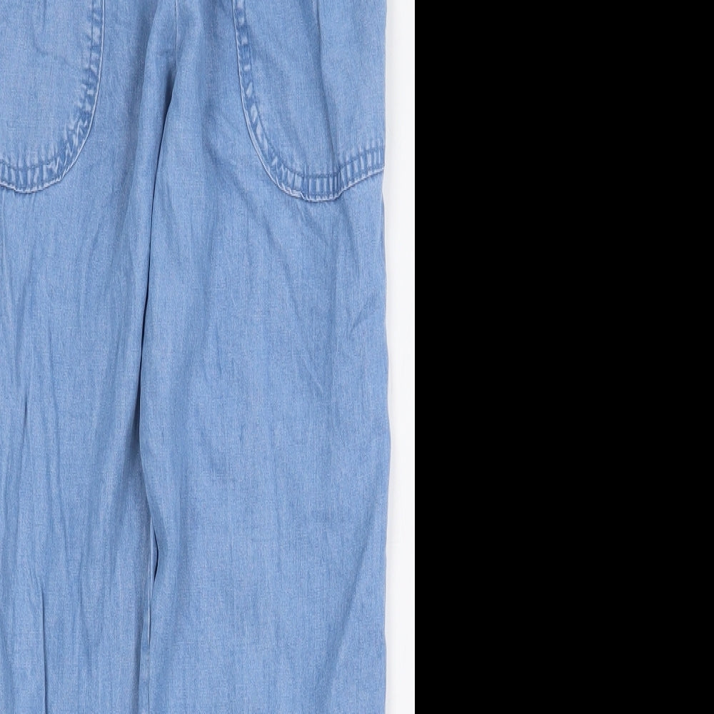 Zara Girls Blue Lyocell Straight Jeans Size 11-12 Years Regular Tie
