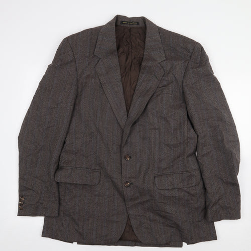 James Barry Mens Brown Striped Polyester Jacket Suit Jacket Size 40
