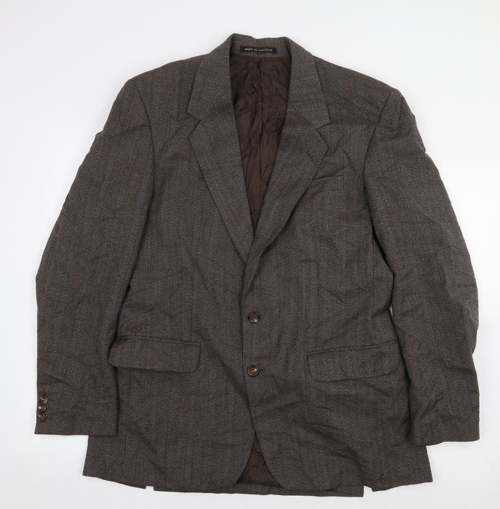 James Barry Mens Brown Striped Polyester Jacket Suit Jacket Size 40