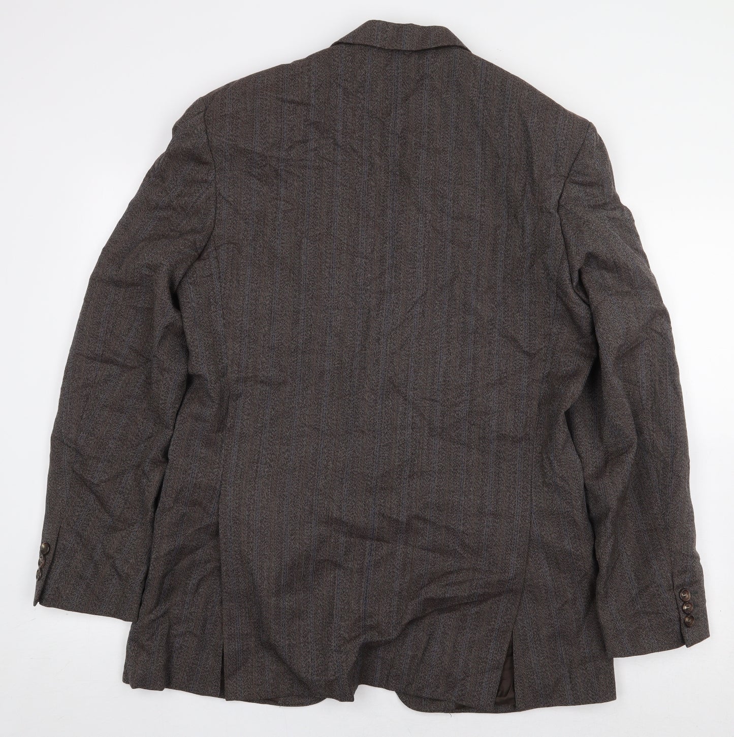 James Barry Mens Brown Striped Polyester Jacket Suit Jacket Size 40
