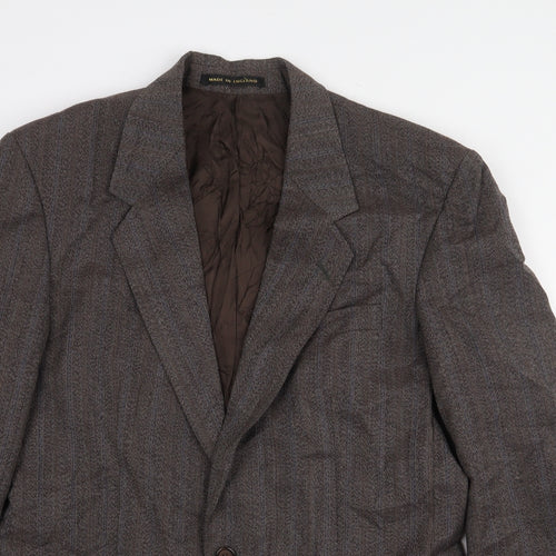 James Barry Mens Brown Striped Polyester Jacket Suit Jacket Size 40
