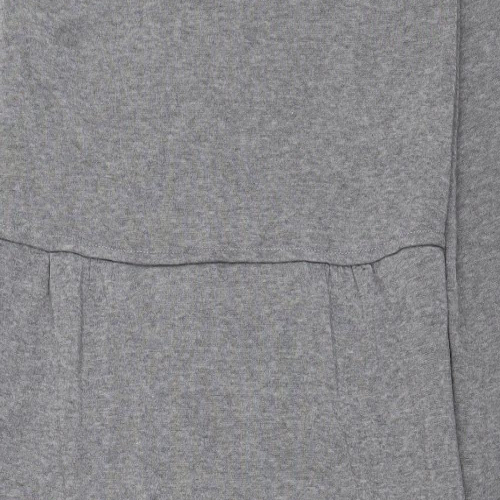 Zanzea Womens Grey Polyester Jumper Dress Size M Round Neck Pullover - Lace Trim