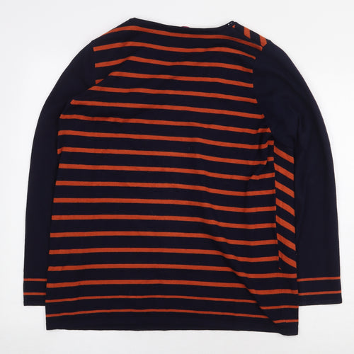 Julipa Womens Blue Striped Viscose Pullover Sweatshirt Size 12 Pullover - V-Neck