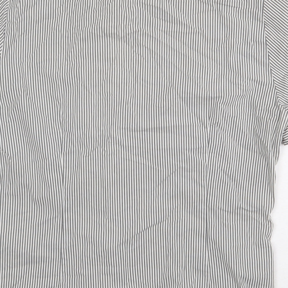 Etam Womens Grey Striped Cotton Basic Button-Up Size 14 Collared