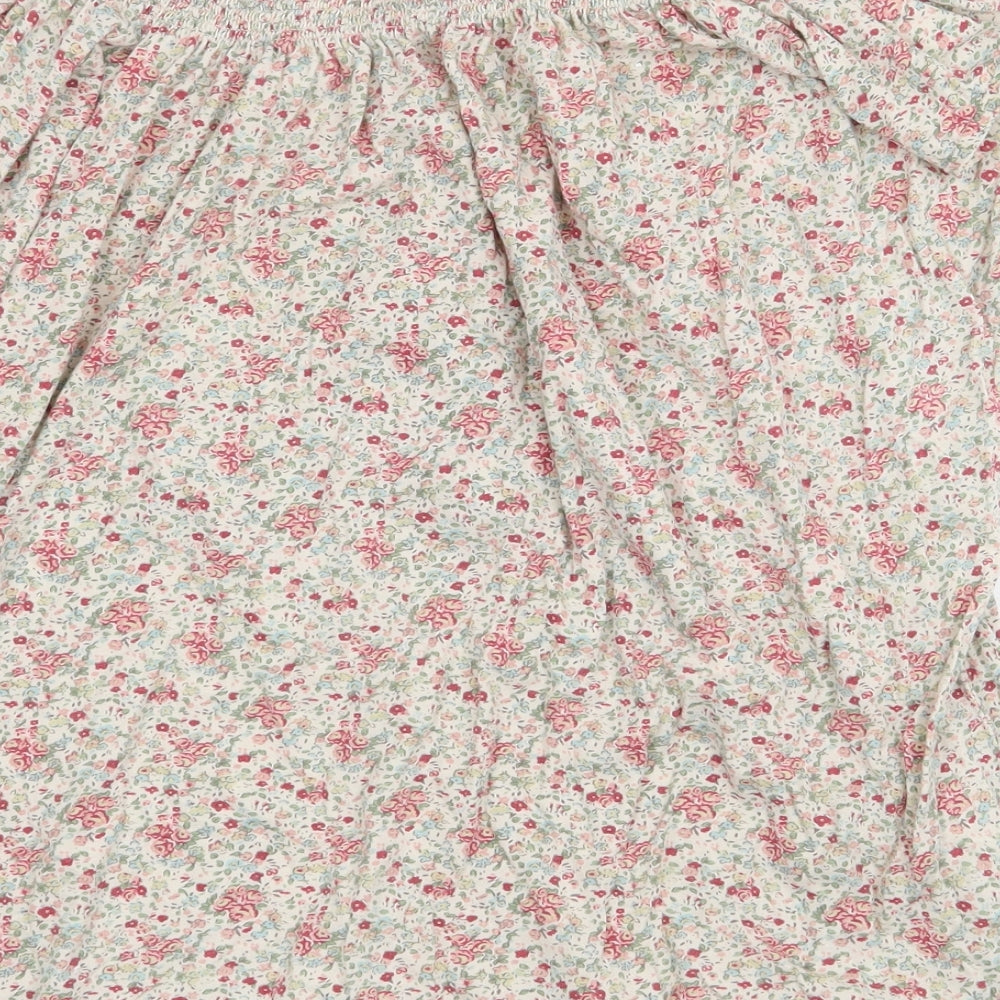 New Look Womens Beige Floral 100% Cotton Basic Blouse Size 18 Off the Shoulder