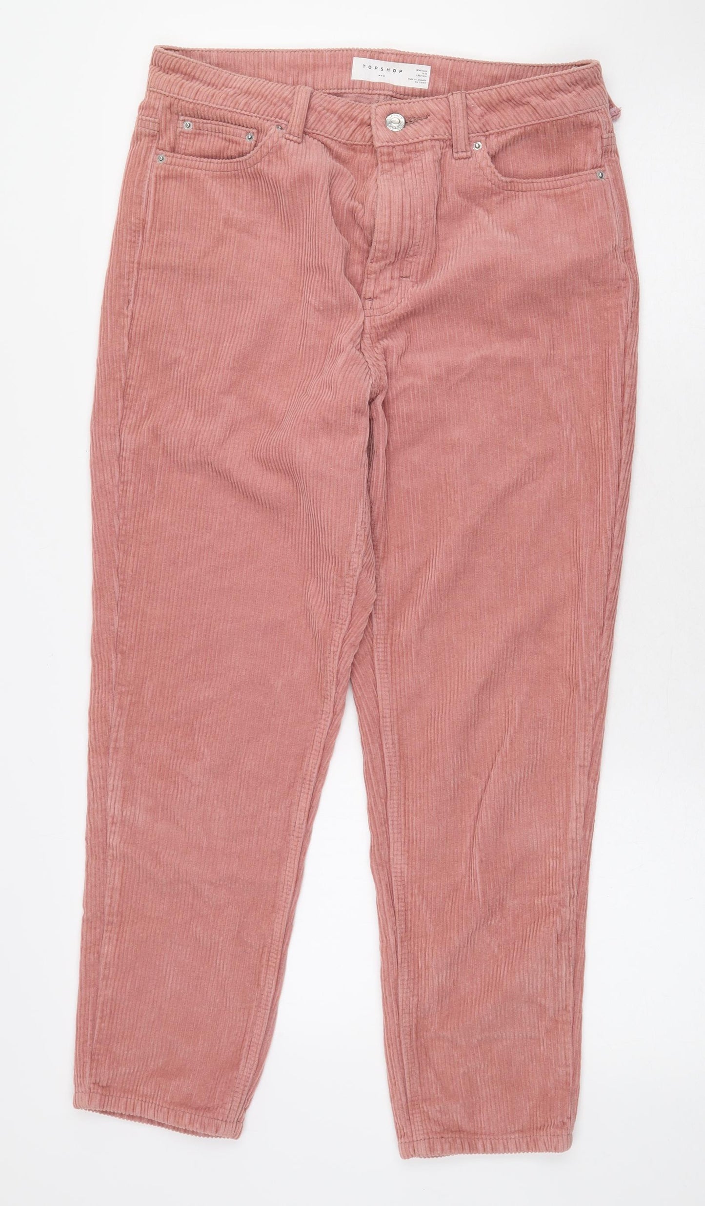 Topshop Womens Pink Polyester Trousers Size 30 in L25 in Regular Zip