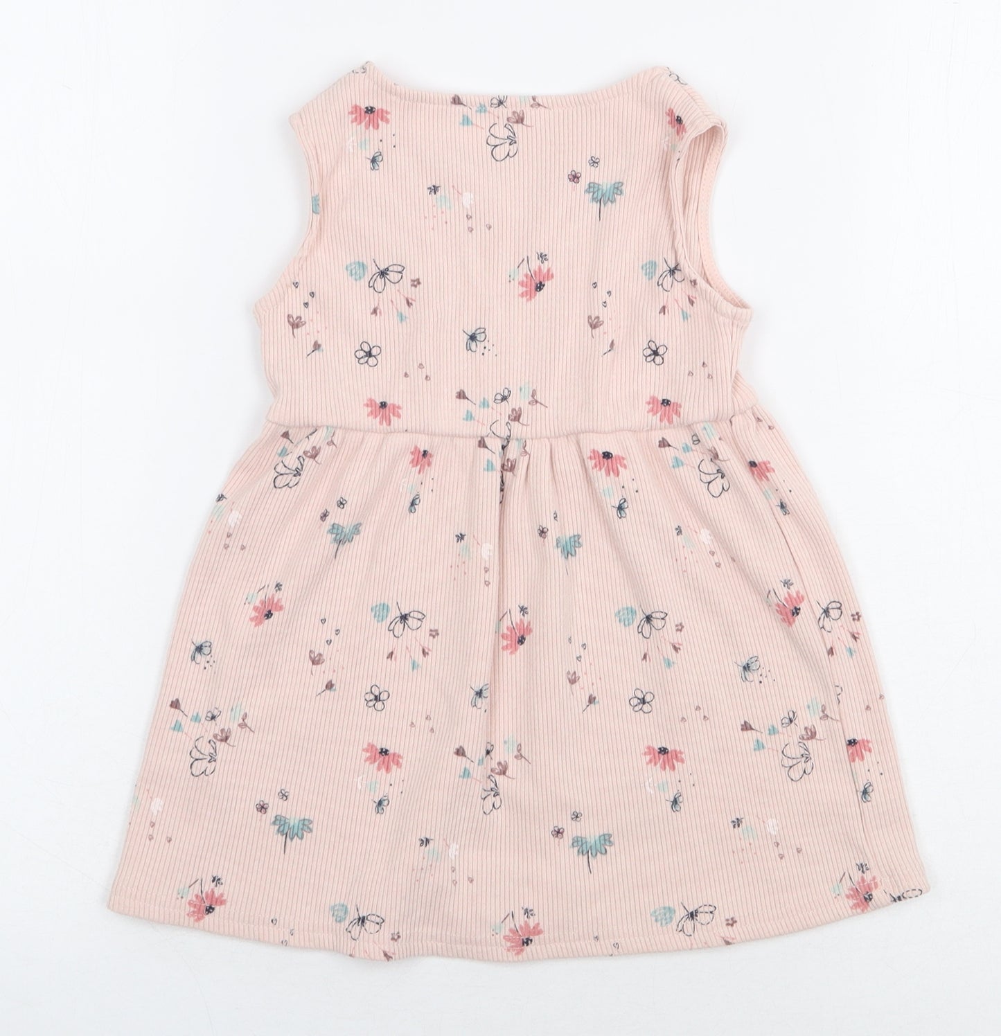 George Girls Pink Floral Polyester A-Line Size 18-24 Months V-Neck Pullover