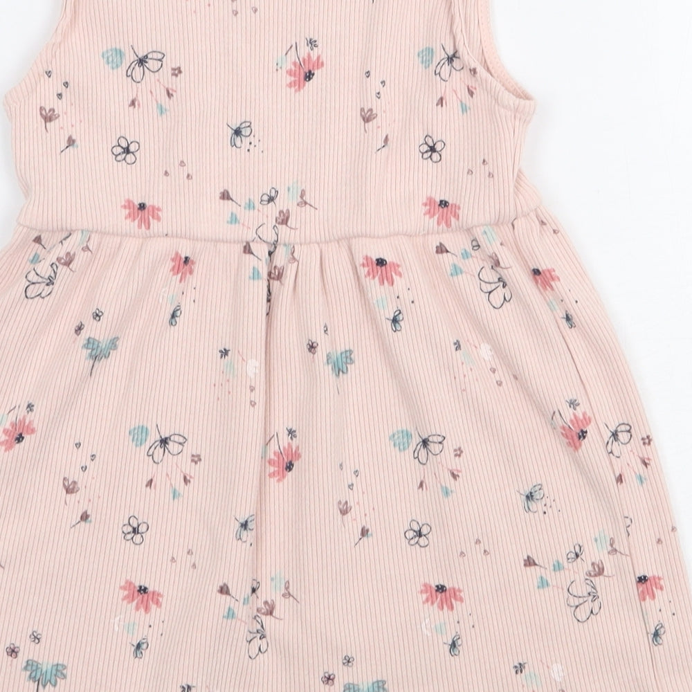 George Girls Pink Floral Polyester A-Line Size 18-24 Months V-Neck Pullover