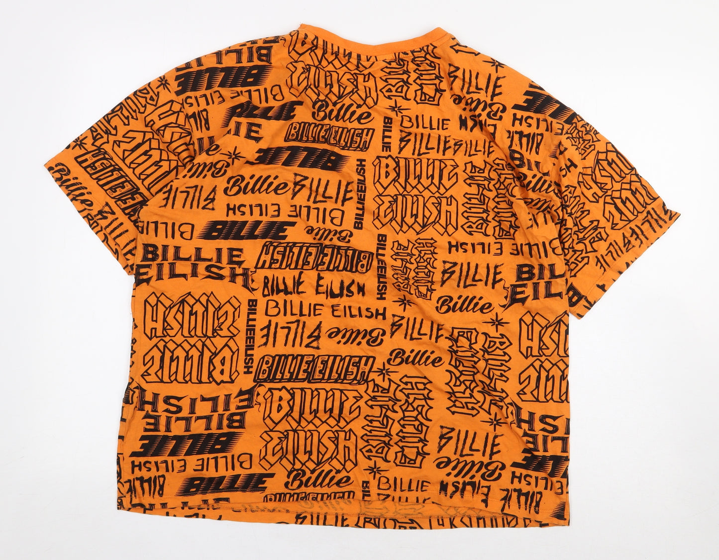 Billie Eilish Womens Orange Geometric 100% Cotton Basic T-Shirt Size M Round Neck - Billie Eilish