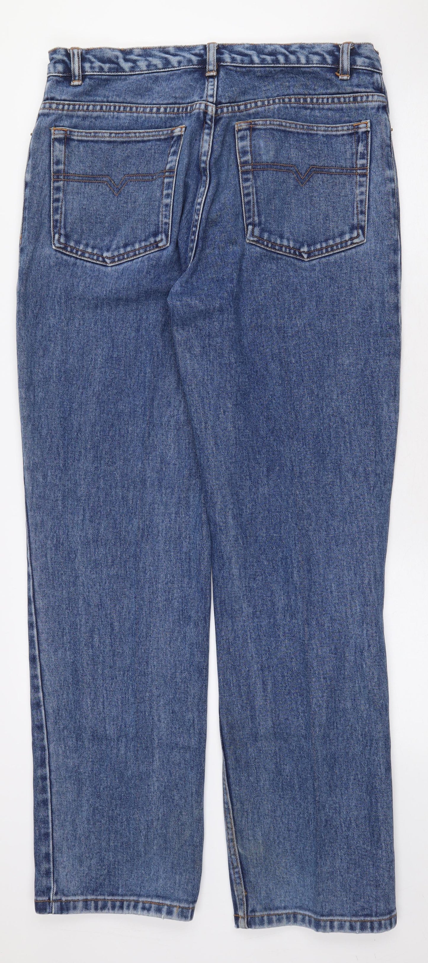 Preworn Mens Blue Cotton Straight Jeans Size 34 L30 in Regular Zip