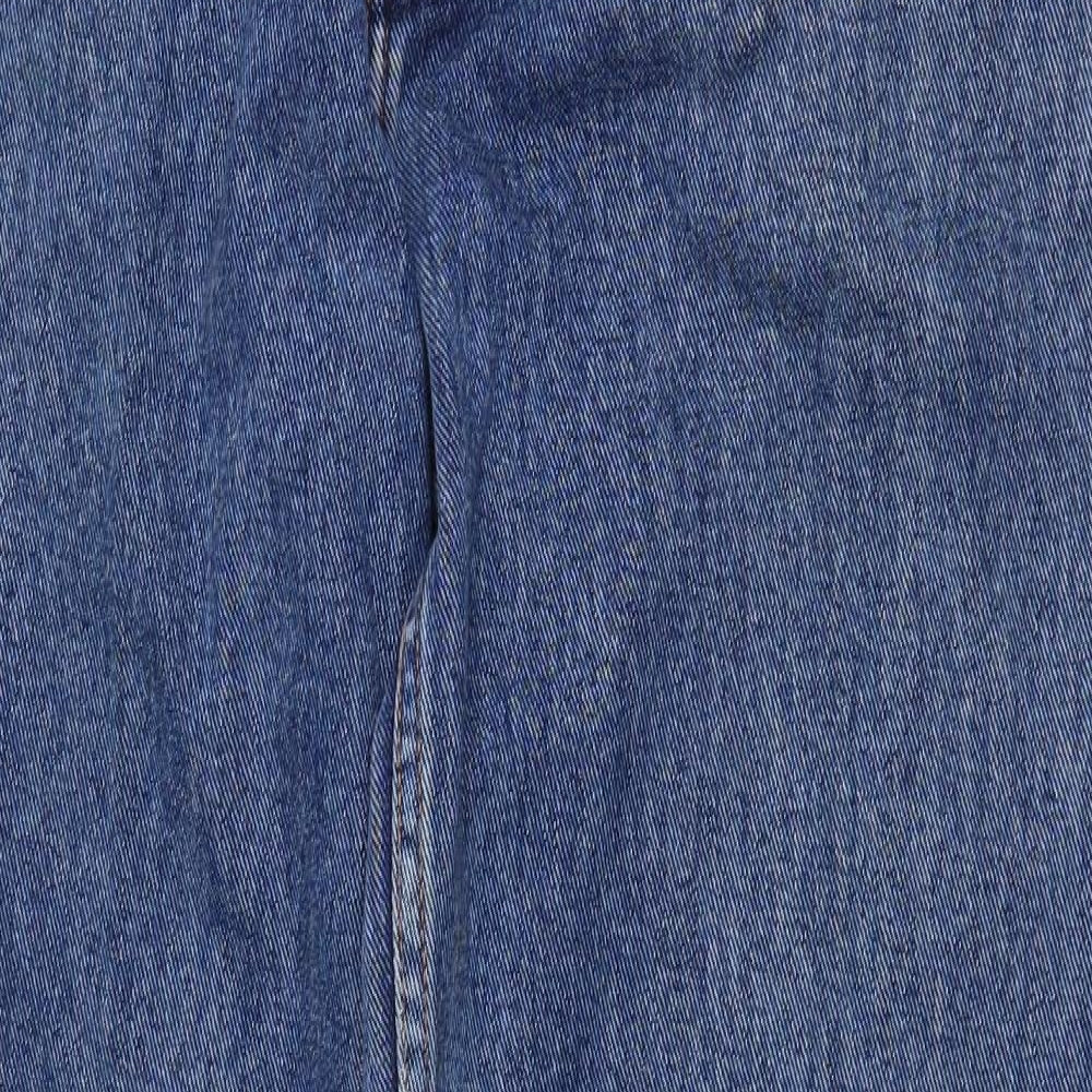 Preworn Mens Blue Cotton Straight Jeans Size 34 L30 in Regular Zip