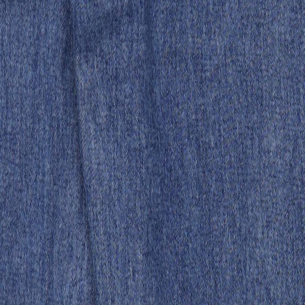 Preworn Mens Blue Cotton Straight Jeans Size 34 L30 in Regular Zip