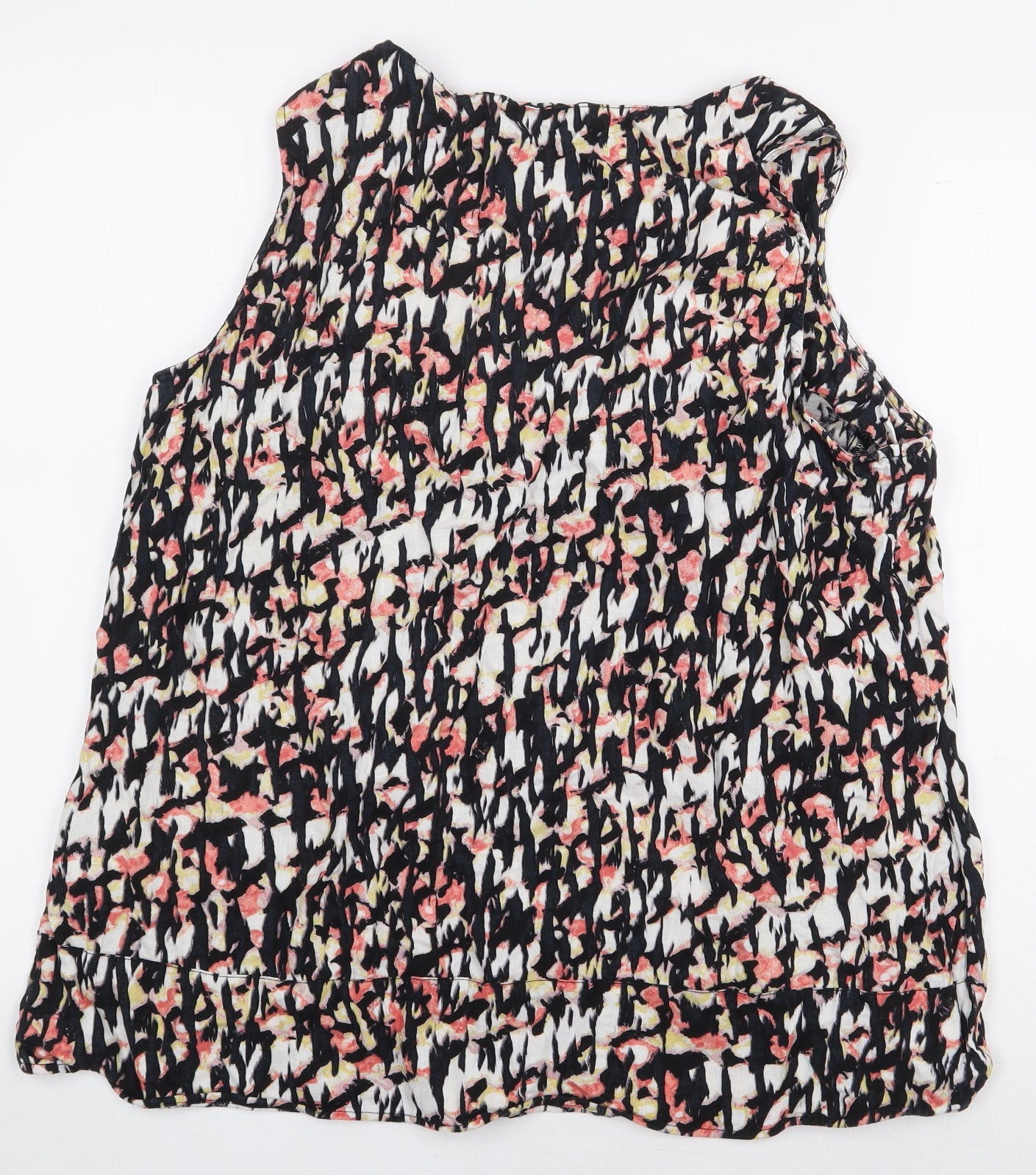 Marks and Spencer Womens Multicoloured Geometric Linen Basic Tank Size 16 Scoop Neck