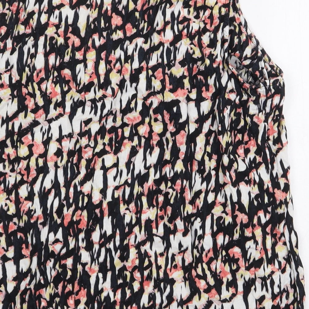 Marks and Spencer Womens Multicoloured Geometric Linen Basic Tank Size 16 Scoop Neck