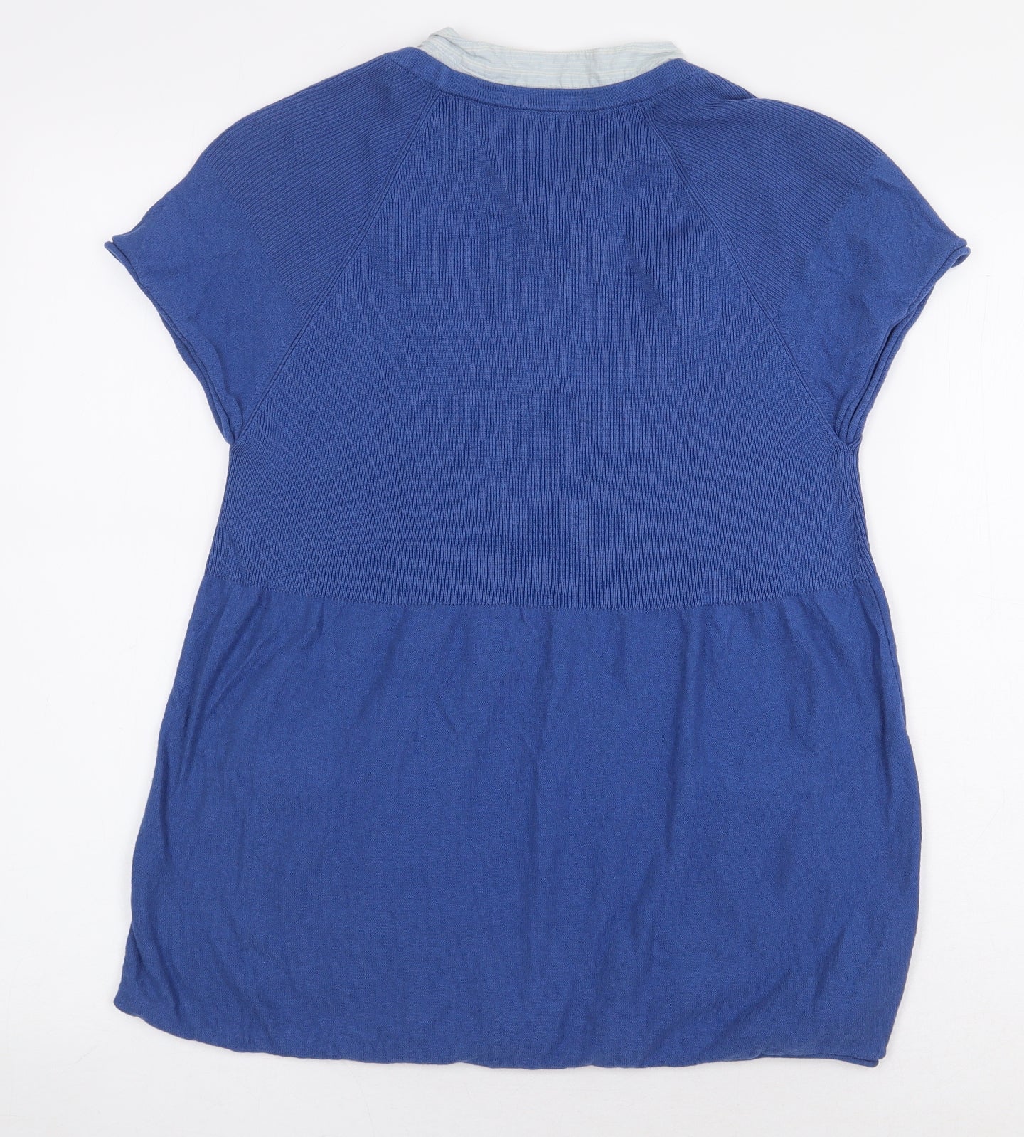 NEXT Womens Blue Cotton Basic Blouse Size 12 V-Neck