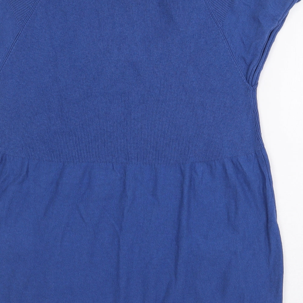 NEXT Womens Blue Cotton Basic Blouse Size 12 V-Neck