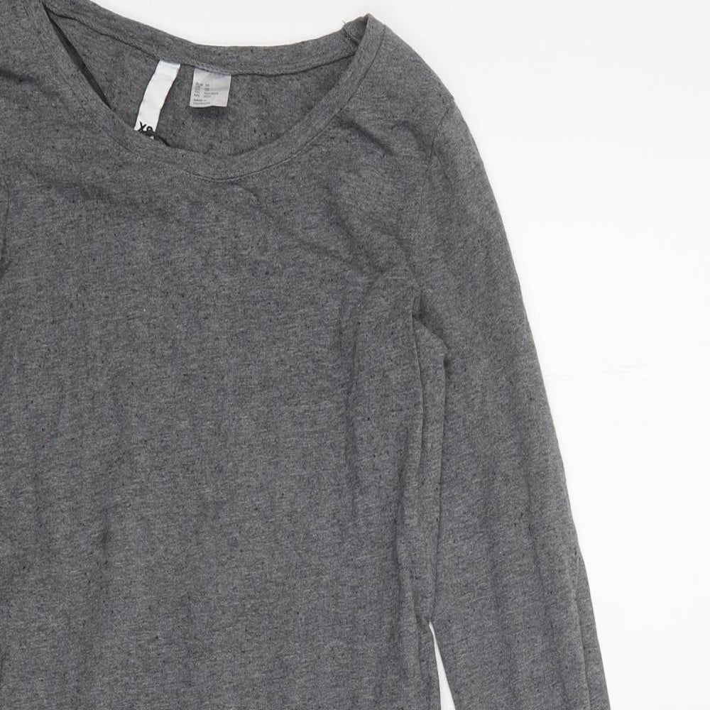 H&M Womens Grey Polyester Basic T-Shirt Size XS Round Neck