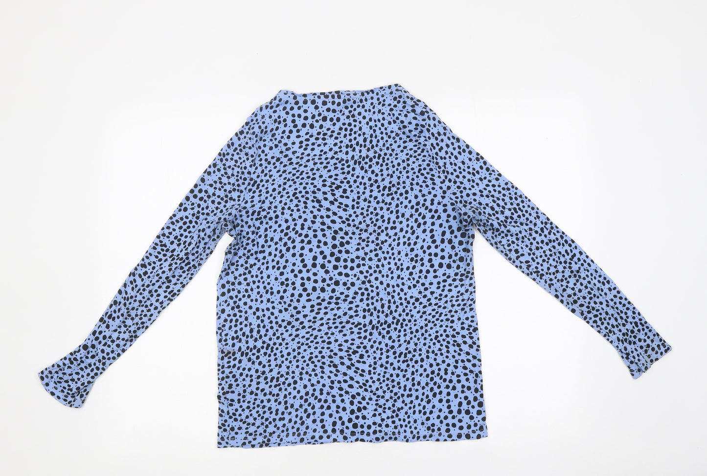 Marks and Spencer Womens Blue Animal Print Polyester Basic T-Shirt Size 14 Round Neck
