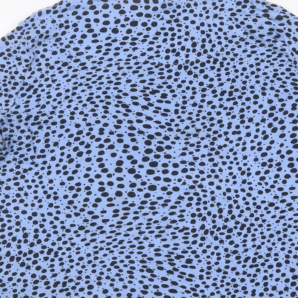 Marks and Spencer Womens Blue Animal Print Polyester Basic T-Shirt Size 14 Round Neck