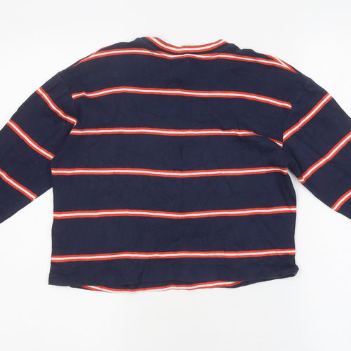 Topshop Womens Multicoloured Striped Polyester Cropped T-Shirt Size 6 Round Neck