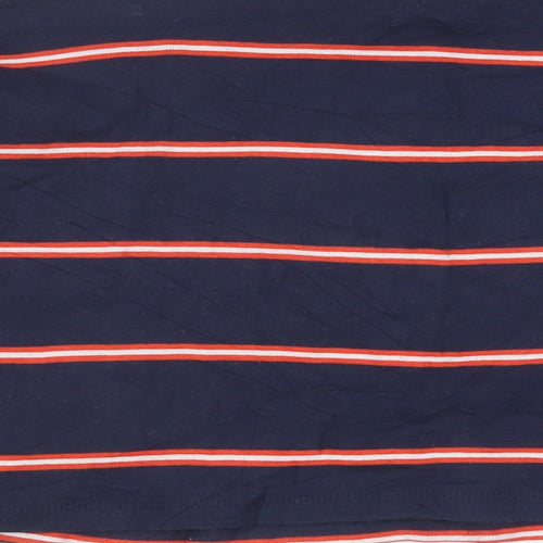 Topshop Womens Multicoloured Striped Polyester Cropped T-Shirt Size 6 Round Neck