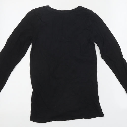 Primark Girls Black Polyester Basic T-Shirt Size 11-12 Years Round Neck Pullover - Girl Power