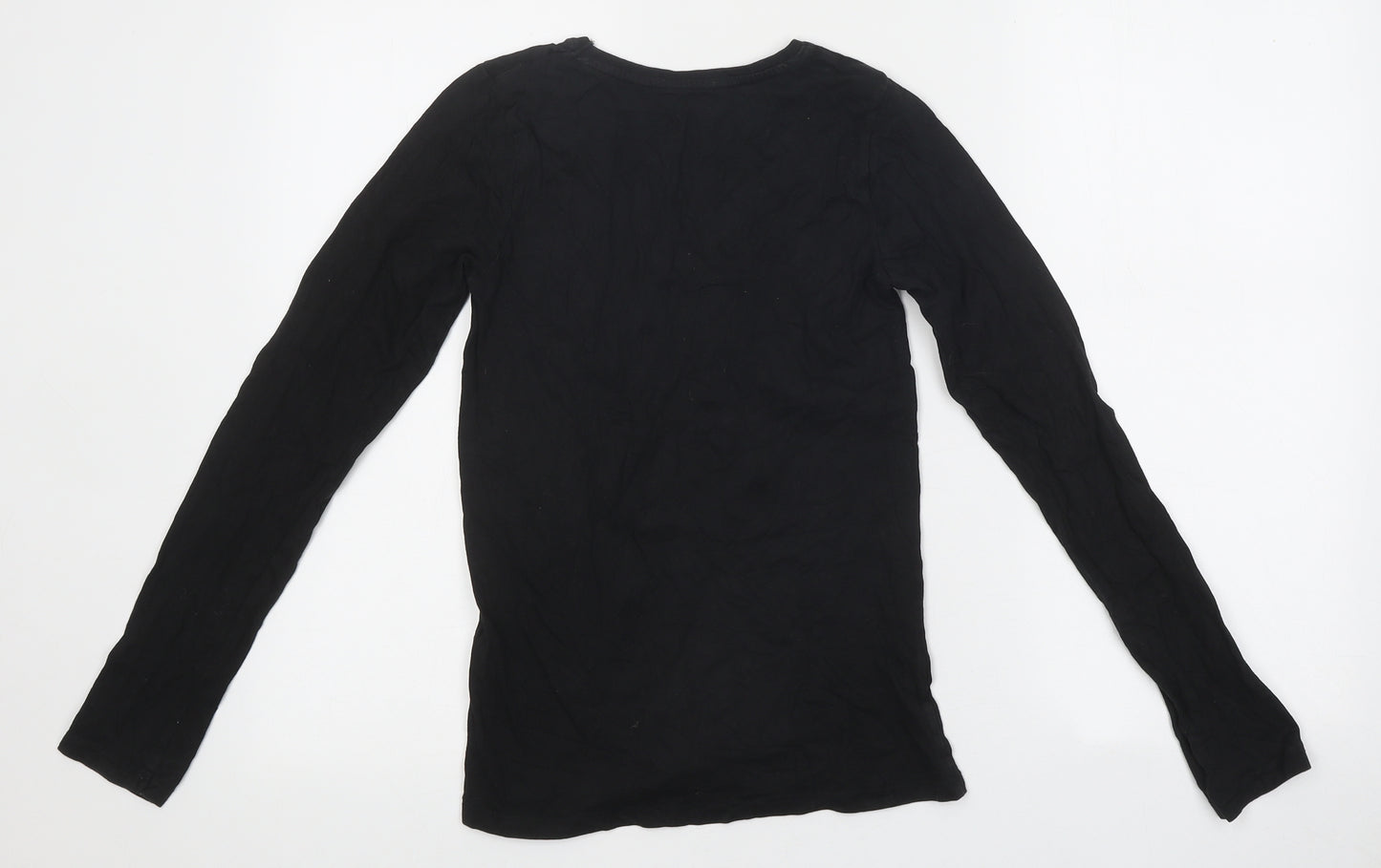 Primark Girls Black Polyester Basic T-Shirt Size 11-12 Years Round Neck Pullover - Girl Power