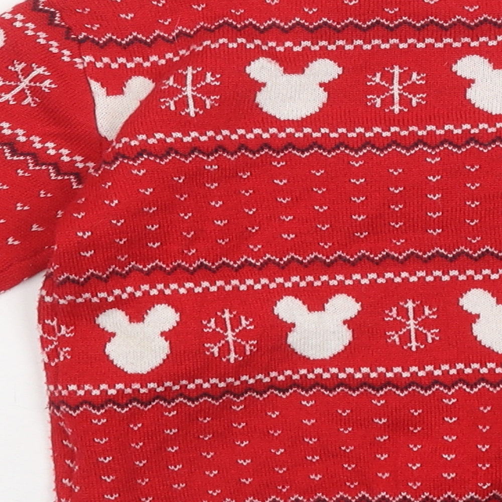 Disney Boys Purple Round Neck Fair Isle 100% Cotton Pullover Jumper Size 3-4 Years Pullover - Mickey Mouse, Christmas