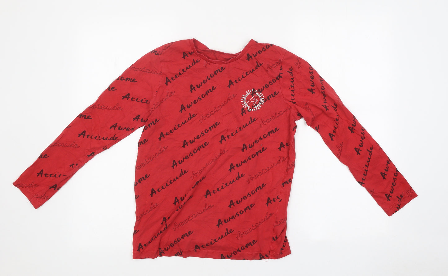 George Boys Red Geometric 100% Cotton Casual Size 11-12 Years Round Neck Pullover - Awesome attitude