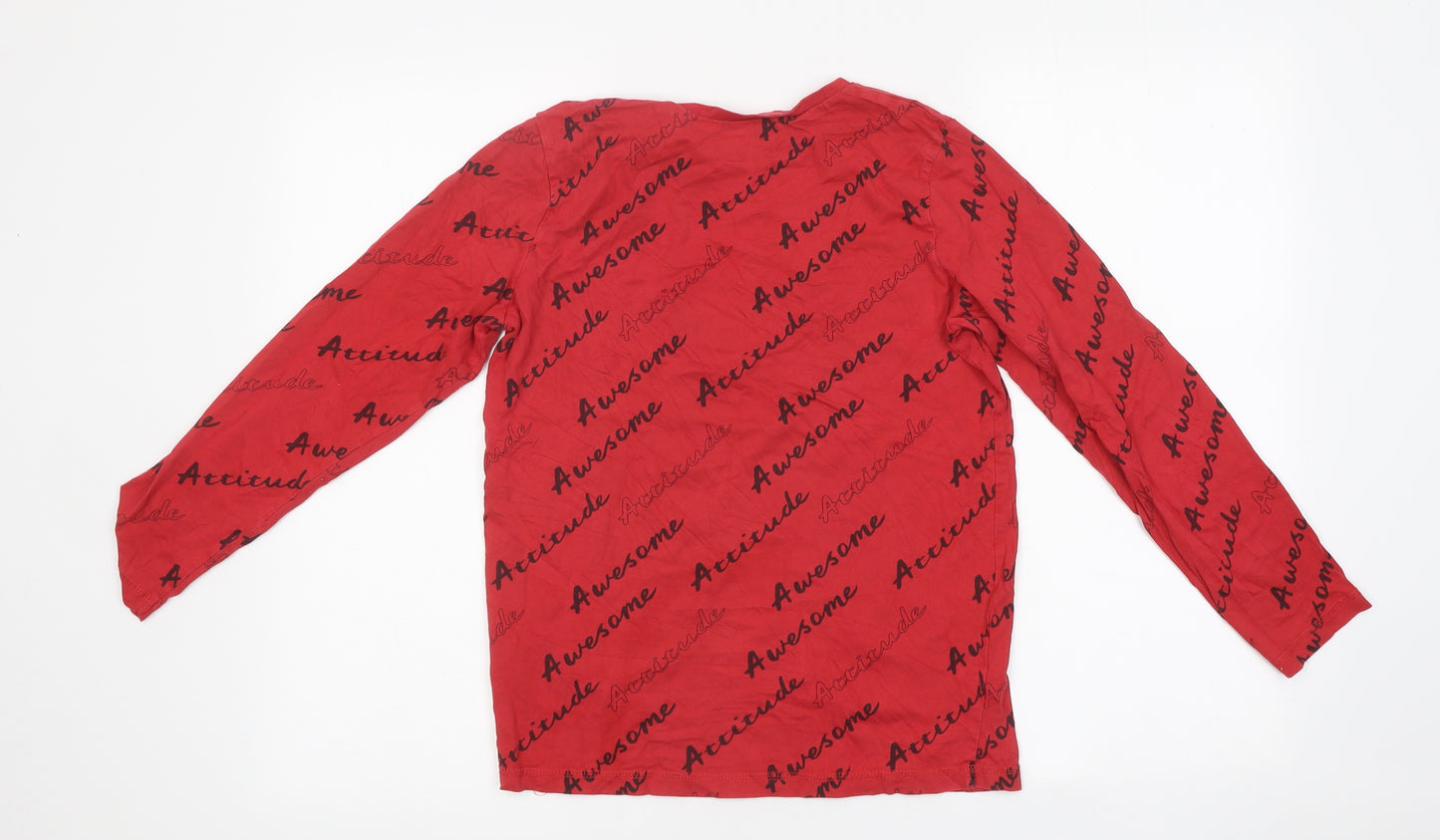 George Boys Red Geometric 100% Cotton Casual Size 11-12 Years Round Neck Pullover - Awesome attitude
