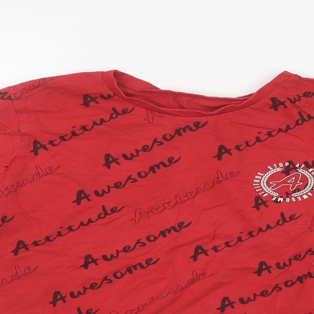 George Boys Red Geometric 100% Cotton Casual Size 11-12 Years Round Neck Pullover - Awesome attitude