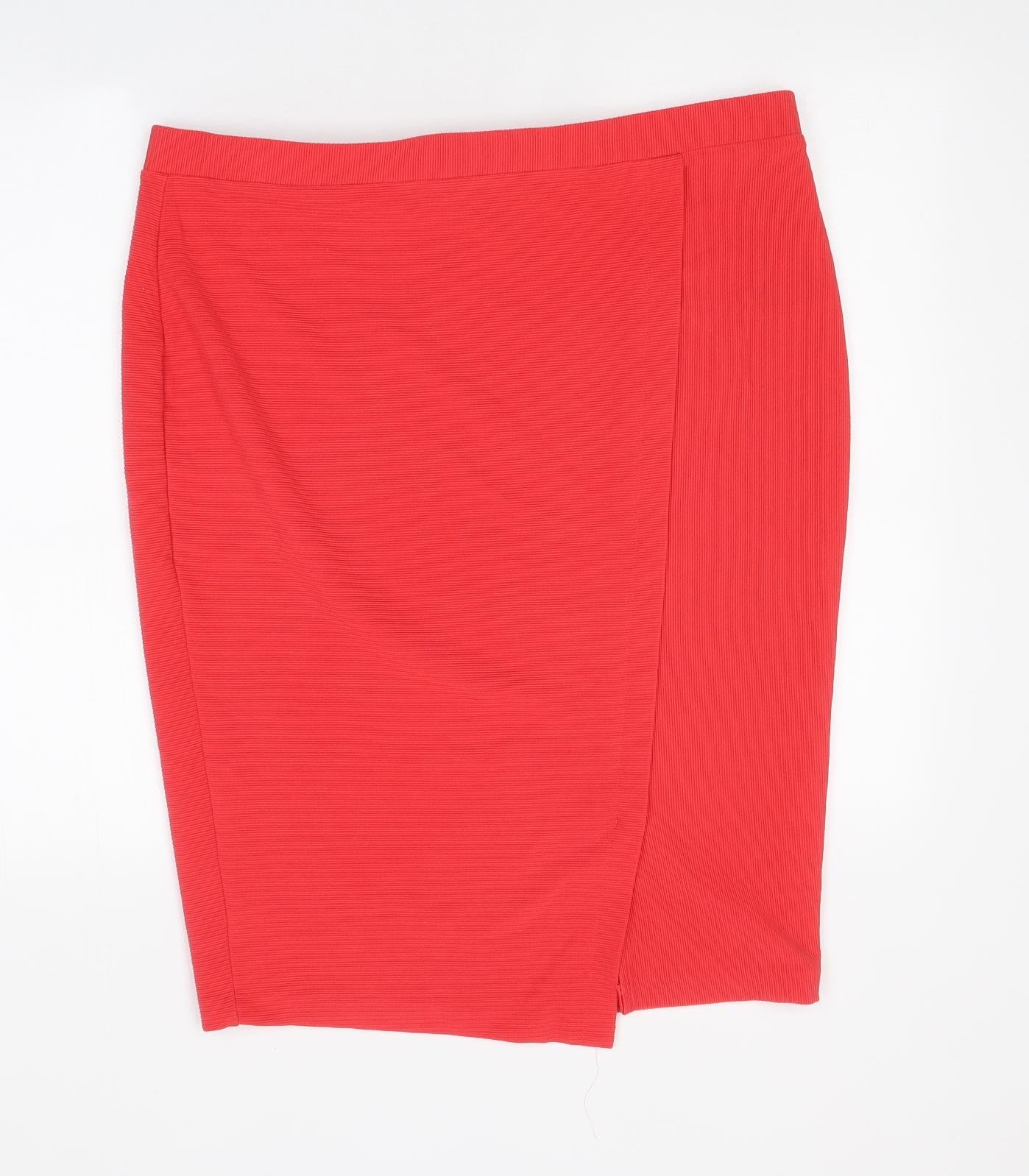 TU Womens Red Polyester Straight & Pencil Skirt Size 16