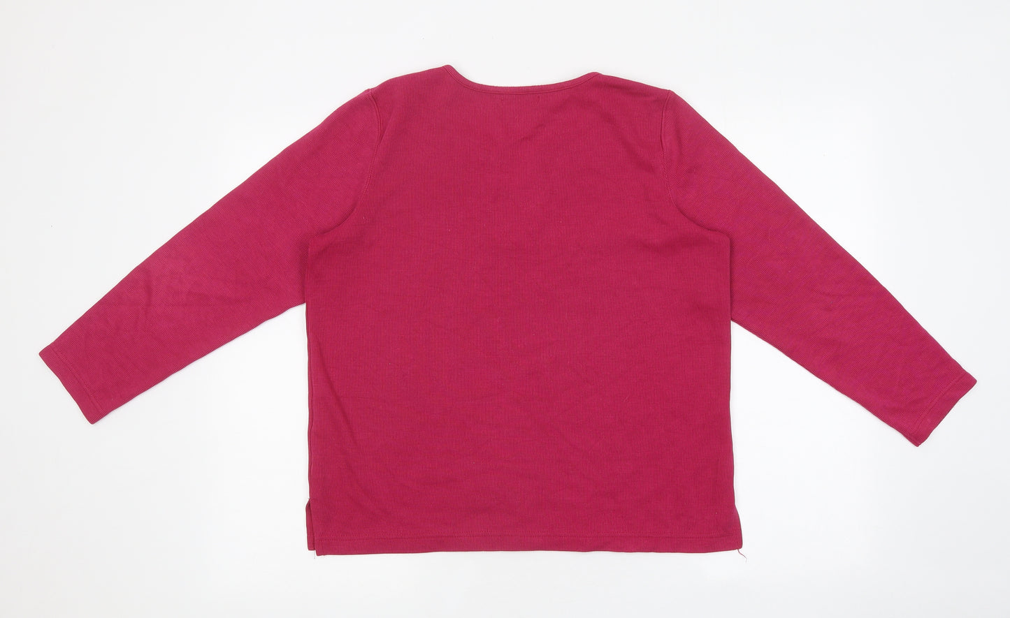 BM Womens Pink Polyester Basic T-Shirt Size S V-Neck