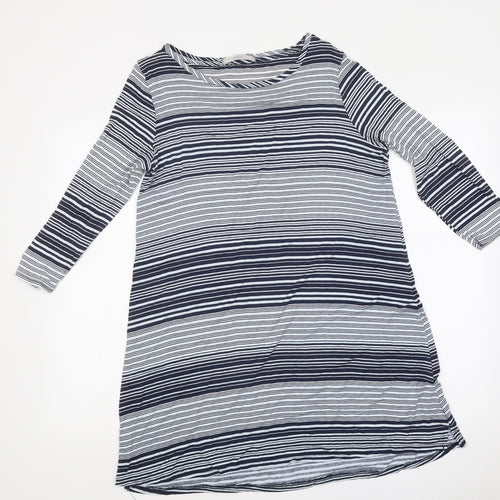 George Womens Multicoloured Striped Polyester A-Line Size 12 Round Neck Pullover