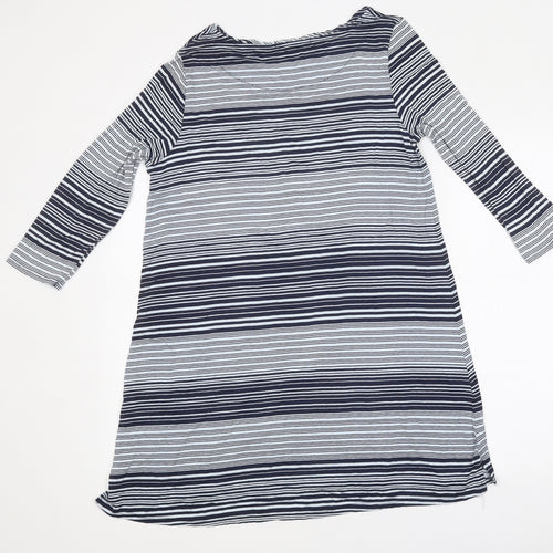 George Womens Multicoloured Striped Polyester A-Line Size 12 Round Neck Pullover
