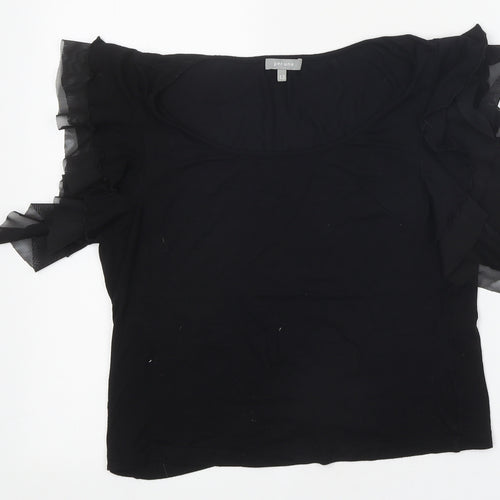 Marks and Spencer Womens Black Polyester Basic T-Shirt Size 12 Round Neck
