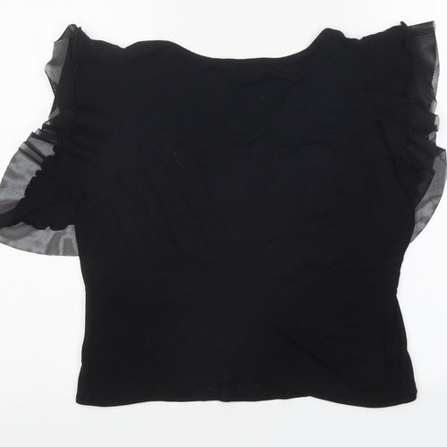 Marks and Spencer Womens Black Polyester Basic T-Shirt Size 12 Round Neck