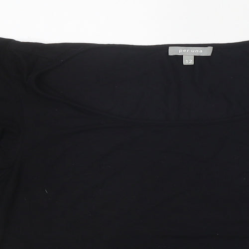 Marks and Spencer Womens Black Polyester Basic T-Shirt Size 12 Round Neck